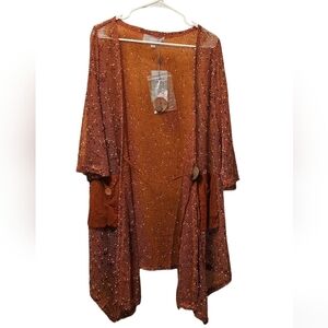 Pretty Angel rust net cardigan with pockets